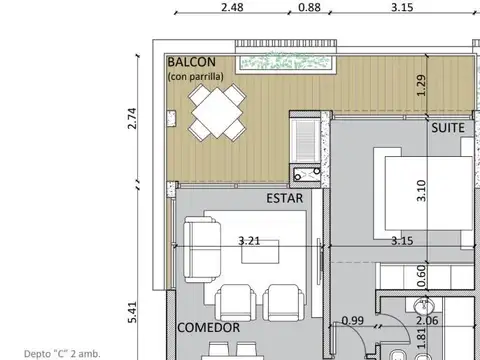 Departamento en Venta de 1 dormitorio