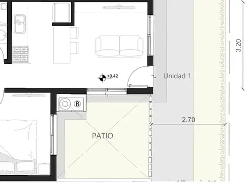 Departamento 3 ambientes con 1 baño