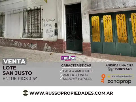 Venta de casa sobre lote san justo, la matanza