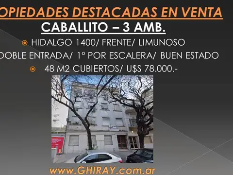 Venta 3amb Fte Ph Excel Escalera Hidalgo 1400 , Piso 1