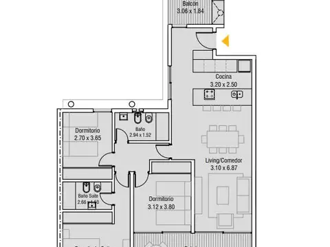 Departamento en Venta al Oeste