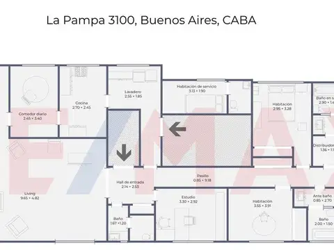 Departamento 6 ambientes con 2 baños