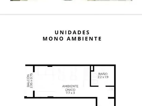 Departamento Monoambiente con 1 baño