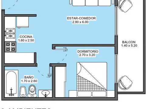 Departamento en Venta de 2 ambientes