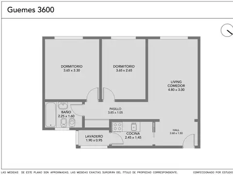 Departamento 3 ambientes con 1 baño