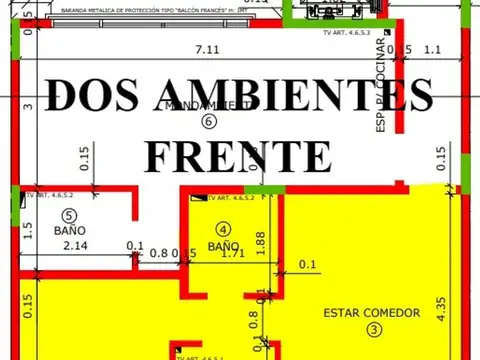 Departamento 2 ambientes con 1 baño