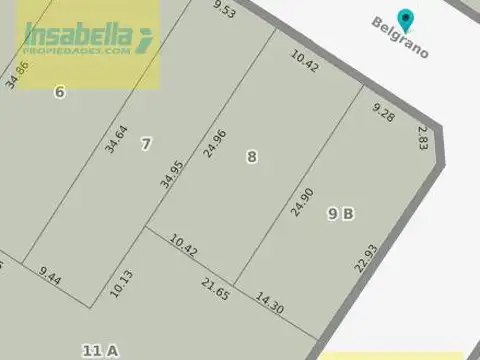 Terreno en Venta 19  mts Frente