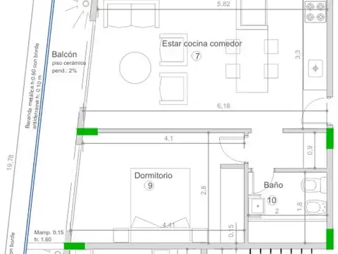 Departamento en Venta de 1 dormitorio