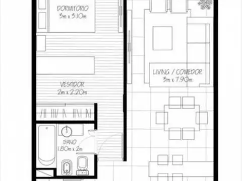 Departamento en Venta de 1 dormitorio