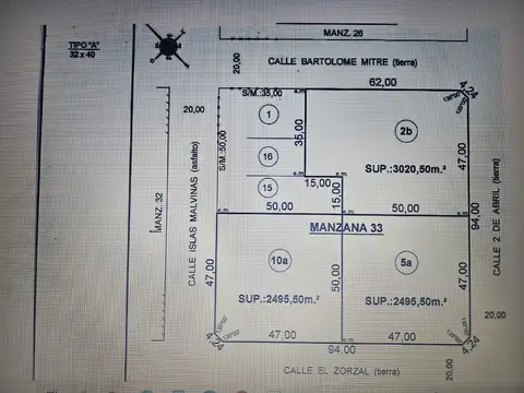 LOTE TERRENO 2.495 M2 VENTA DOYLE SAN PEDRO BS,AS