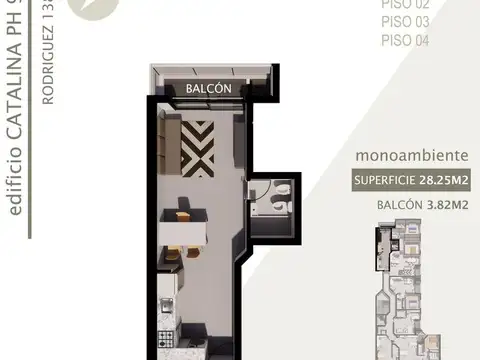 Departamento Monoambiente con 1 baño