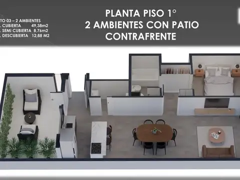 Departamento en Venta de 2 ambientes