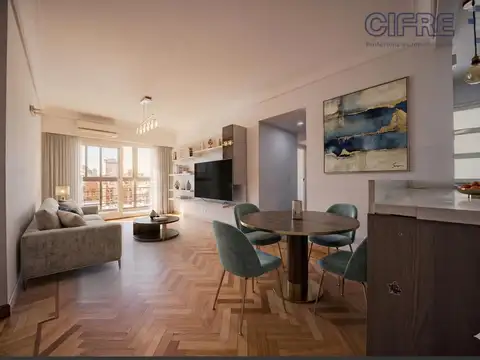 Departamento de 3 ambientes reciclados, 2 baños, con cochera fija y balcón.