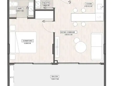 Departamento en Venta de 1 dormitorio