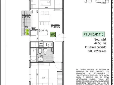 Departamento en Venta de 1 dormitorio