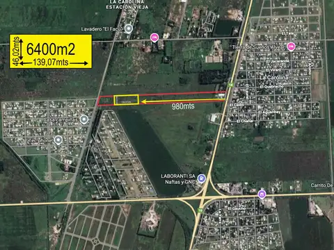 Terreno Industrial Alvear Ruta 18 frente La Carolina 6400m2 Escriturado