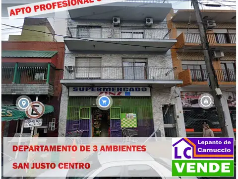 DEPARTAMENTO DE 3 AMBIENTES EN VENTA EN SAN JUSTO CENTRO. USO VIVIENDA O PROFESIONAL.