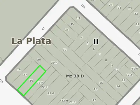 LOTE EN VENTA LA PLATA 120 E/ 67 y 68 400 m2 10x40