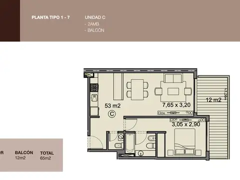 Departamento en Venta de 2 ambientes