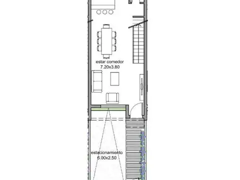 Depto Tipo Casa 3 ambientes con 2 baños