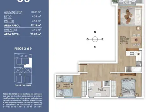 Venta Apartamento 2 dorm en Cordon con Amenities