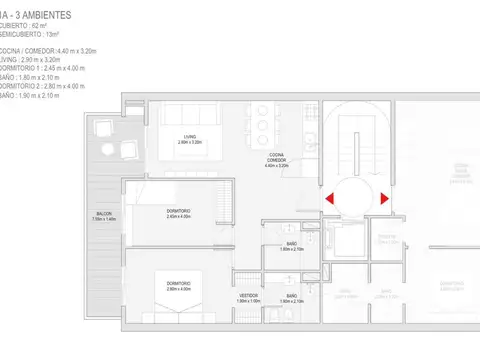 VENTA-DEPARTAMENTO-TRES AMBIENTES-CATEGORIA-NAON