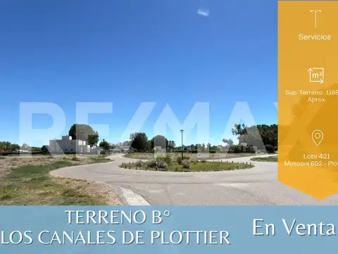 VENTA TERRENO 1.168 M2 B° LOS CANALES DE PLOTTIER