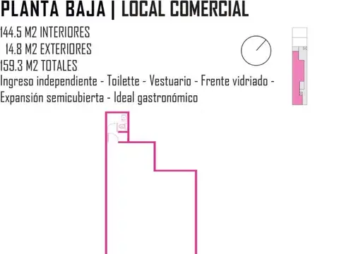 LOCAL COMERCIAL - SOBRE AV. LOPE DE VEGA - Una sola planta con acceso directo a la calle. - 2 baños
