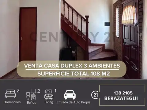 VENTA CASA DUPLEX 3 AMBIENTES BERAZATEGUI