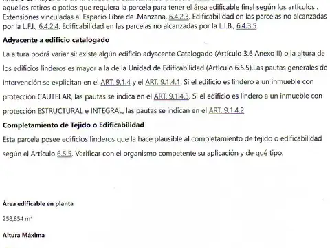 Terreno en Venta 52  mts Fondo