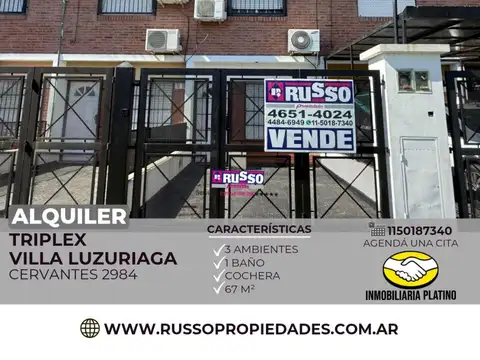 Alquiler duplex 2 ambientes en Villa Luzuriaga