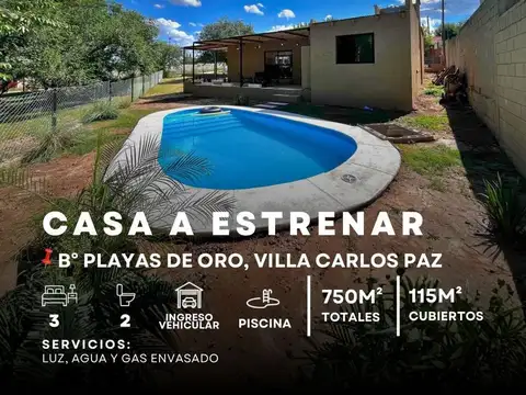 Venta Casa A Estrenar 3 Dormitorios Con 2 Baños Y Pileta En Playas De Oro - Villa Carlos Paz