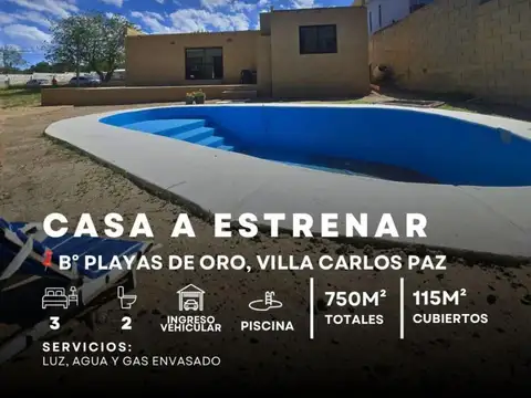 Venta Casa A Estrenar 3 Dormitorios Con 2 Baños Y Pileta En Playas De Oro - Villa Carlos Paz