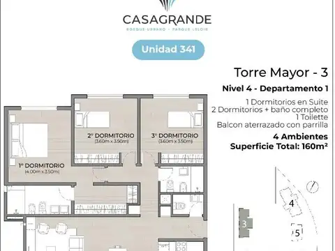 Departamento en Venta de 4 ambientes
