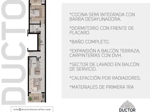 Departamento en Venta de 1 dormitorio