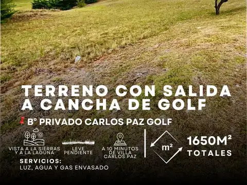 Venta Lote Premium Con Salida A La Cancha De Golf (L8,Mza8) De 1650 Mts En Country Carlos Paz Golf