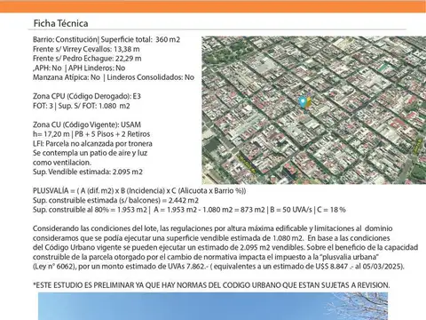 Terreno en Esquina en  Constitución -
