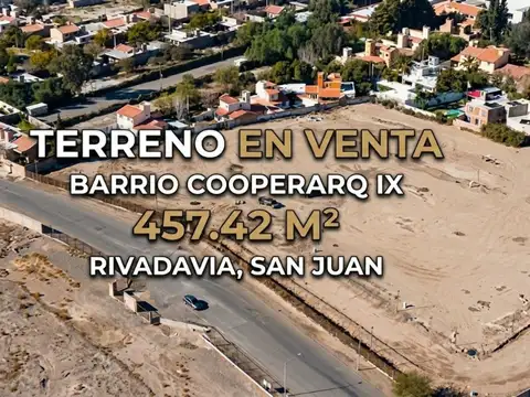 TERRENO DE 457 M2. BARRIO COOPERARQ IX, RIVADAVIA