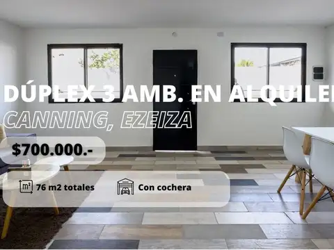 DUPLEX 3 AMBIENTES ALQUILER EN CANNING CON COCHERA