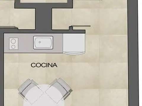 Departamento Monoambiente con 1 baño