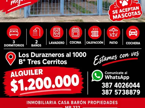 ALQUILER DUPLEX 3 DORMITORIOS EXCELENTE UBICACIÓN
