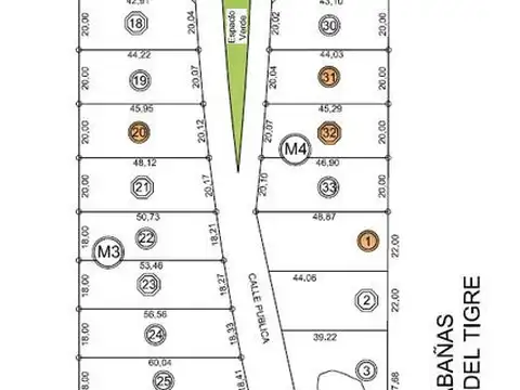 Terreno en Venta 20  mts Frente