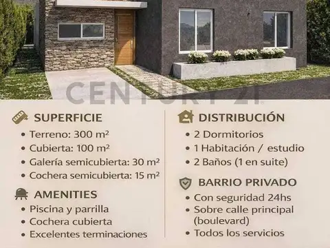 Casa 4 ambientes con 2 baños