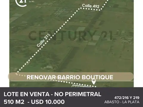 LOTE EN VENTA EN LA PLATA, RENOVAR BARRIO BOUTIQUE