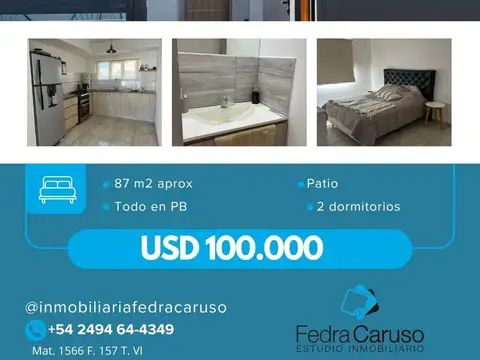 Casa en venta en PH | 2 dormitorios, patio y entrada para auto