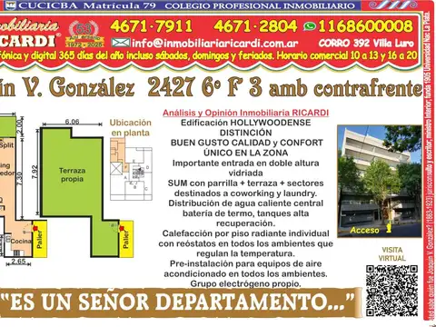 SEÑOR DEPARTAMENTO 3 amb. a estrenar con balcon+ tza propia