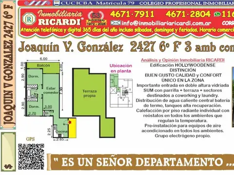 SEÑOR DEPARTAMENTO  3 amb a estrenar con balcon+ tza propia