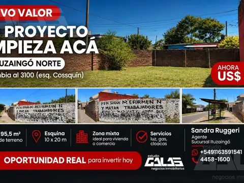 LOTE | ESQUINA | ZONA MIXTA | SERVICIOS | INVERSIÓN | ITUZAINGÓ
