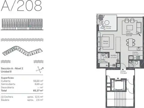 Departamento en Venta de 2 ambientes