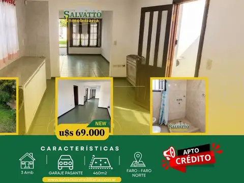 Chalet apto crédito con lote de 460 m²